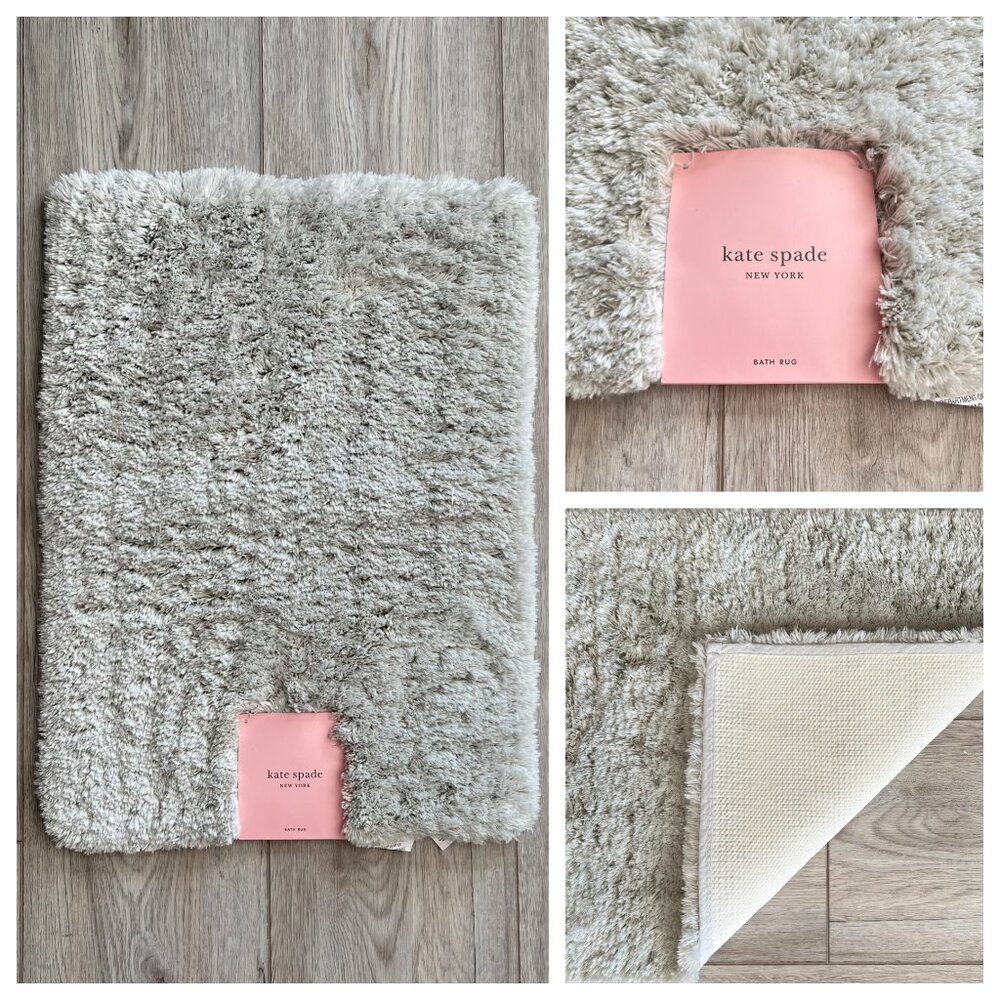 Kate Spade Gray 17 x 24 Bath Rug Mat Soft Fuzzy Plush Shower Non Slip Grey